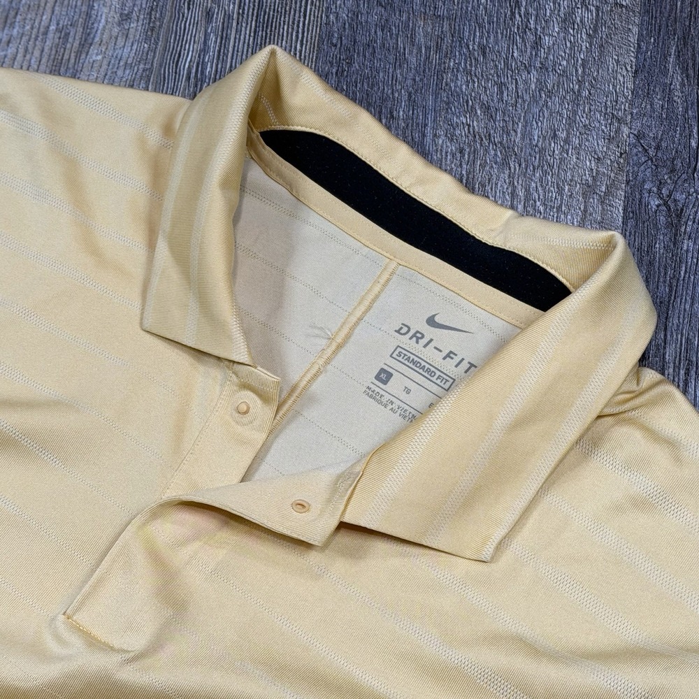 Nike Tiger Woods Dri-FIT Golf Polo Shirt Mens XL Yellow Striped Standard Fit - Picture 4 of 11
